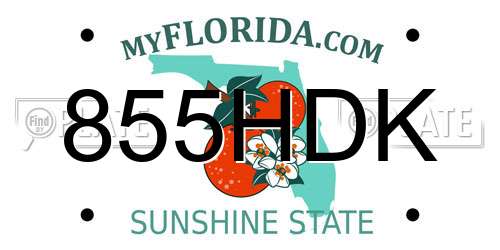 855HDK Florida License Plate
