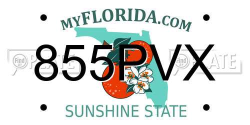 855PVX Florida License Plate