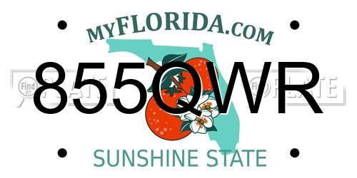855QWR Florida License Plate