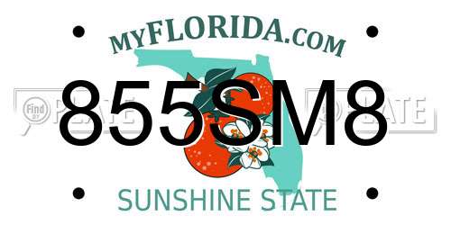 855SM8 Florida License Plate