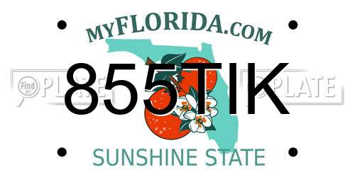 855TIK Florida License Plate