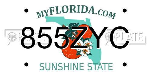 855ZYC Florida License Plate