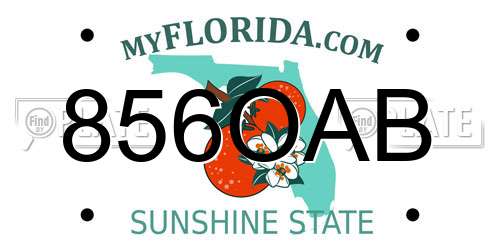 856OAB Florida License Plate