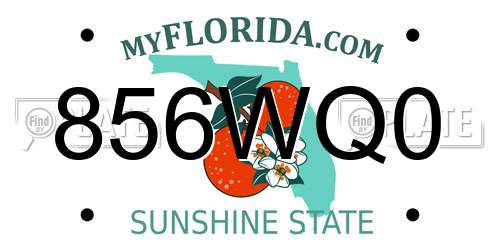 856WQ0 Florida License Plate