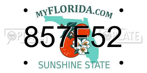 857F52 Florida License Plate