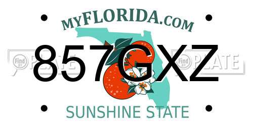 857GXZ Florida License Plate