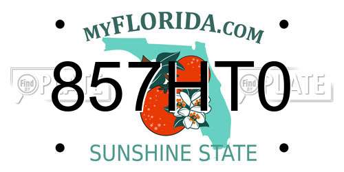 857HT0 Florida License Plate