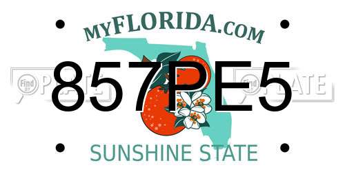 857PE5 Florida License Plate