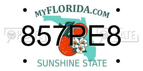 857PE8 Florida License Plate