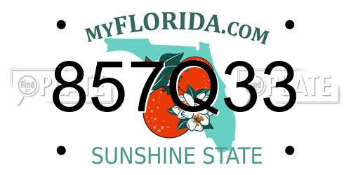857Q33 Florida License Plate