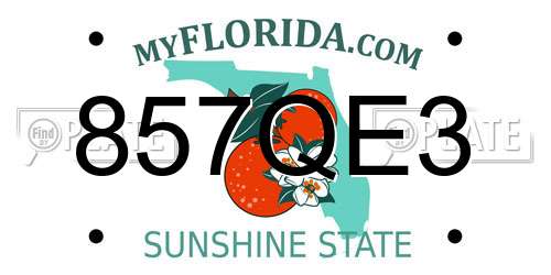 857QE3 Florida License Plate