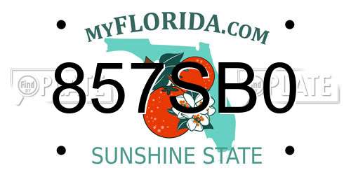 857SB0 Florida License Plate