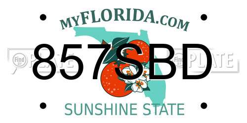 857SBD Florida License Plate