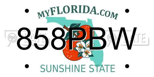 858PBW Florida License Plate
