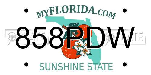 858PDW Florida License Plate