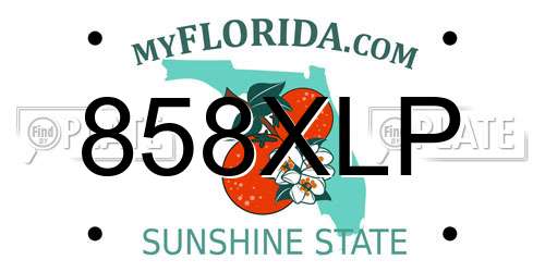 858XLP Florida License Plate