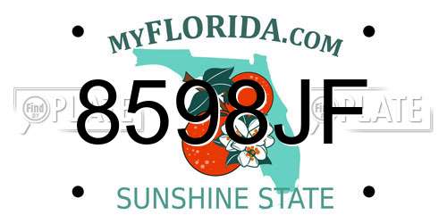 8598JF Florida License Plate