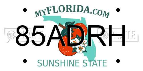 85ADRH Florida License Plate
