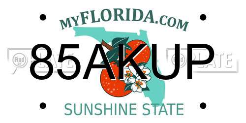 85AKUP Florida License Plate