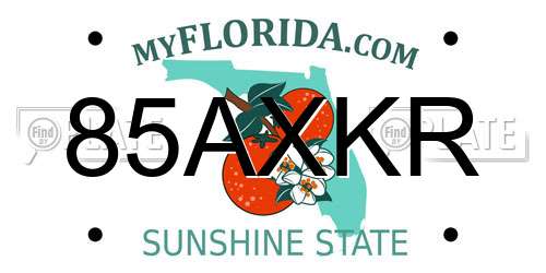 85AXKR Florida License Plate