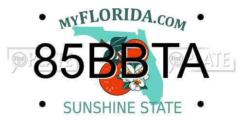 85BBTA Florida License Plate