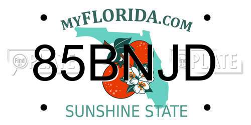 85BNJD Florida License Plate