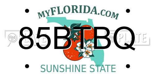 85BTBQ Florida License Plate