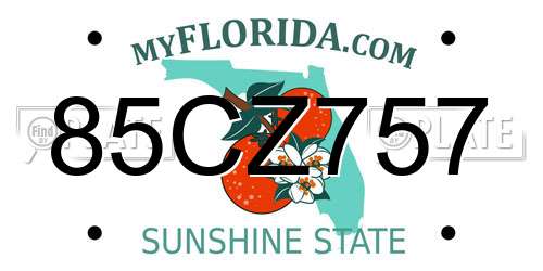 85CZ757 Florida License Plate