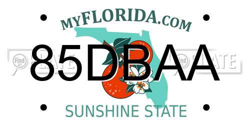 85DBAA Florida License Plate