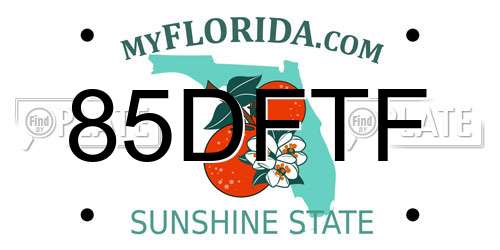 85DFTF Florida License Plate