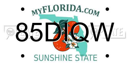 85DIQW Florida License Plate