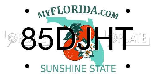 85DJHT Florida License Plate