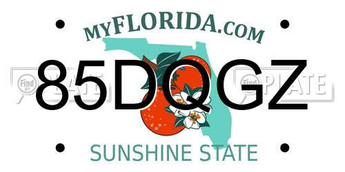 85DQGZ Florida License Plate