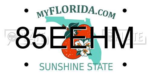 85EEHM Florida License Plate