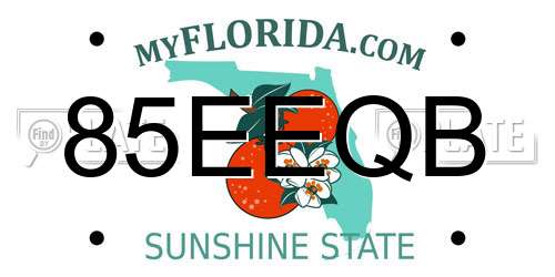 85EEQB Florida License Plate