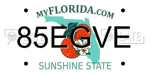 85EGVE Florida License Plate