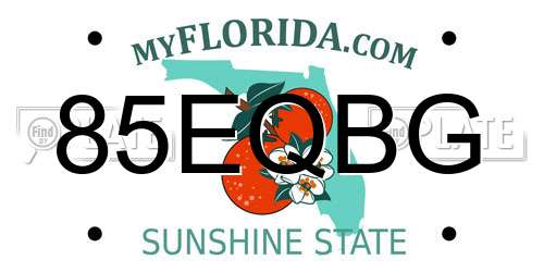 85EQBG Florida License Plate