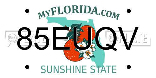 85EUQV Florida License Plate