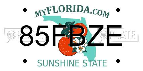 85FBZE Florida License Plate