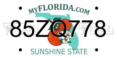 85ZQ778 Florida License Plate