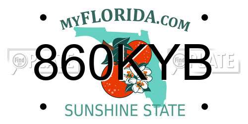 860KYB Florida License Plate