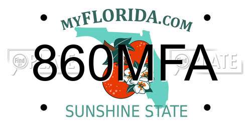 860MFA Florida License Plate