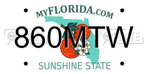 860MTW Florida License Plate