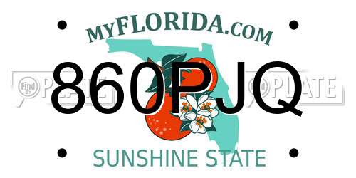 860PJQ Florida License Plate