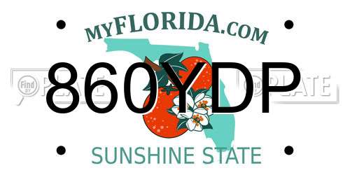 860YDP Florida License Plate