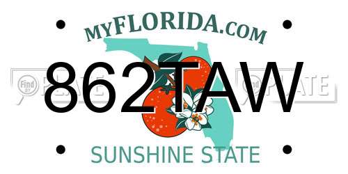 862TAW Florida License Plate
