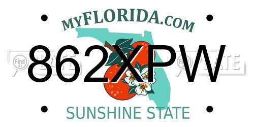 862XPW Florida License Plate