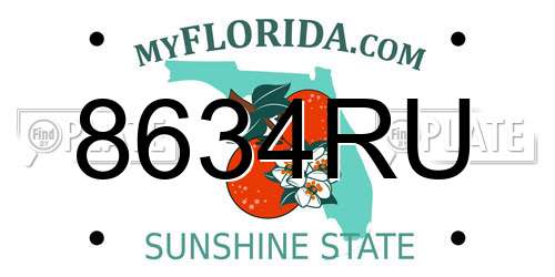 8634RU Florida License Plate