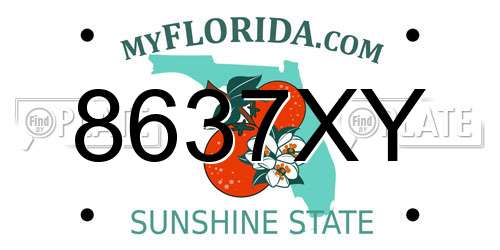 8637XY Florida License Plate