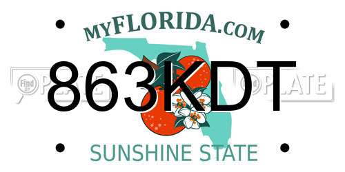 863KDT Florida License Plate